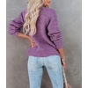 image:imagechouyatou Womens Fall Button Down Cardigan Sweater Loose VNeck Ribbed Chunky Knit Cardigan TopPurple