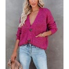 image:imagechouyatou Womens Fall Button Down Cardigan Sweater Loose VNeck Ribbed Chunky Knit Cardigan TopRose
