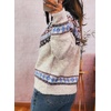 image:imagechouyatou Womens Fall Fluffy Fair Isle Cardigan Sweater Floral Button Down Chunky Knit Cardigan JacketApricot