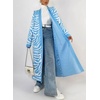 image:imagechouyatou Womens Fall Open Front Color Block Long Cardigan Sweater Casual Loose Striped Belted CoatiganBlue
