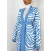 image:imagechouyatou Womens Fall Open Front Color Block Long Cardigan Sweater Casual Loose Striped Belted CoatiganBlue
