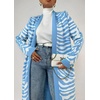 image:imagechouyatou Womens Fall Open Front Color Block Long Cardigan Sweater Casual Loose Striped Belted CoatiganBlue