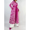 image:imagechouyatou Womens Fall Open Front Color Block Long Cardigan Sweater Casual Loose Striped Belted CoatiganRose Red