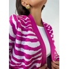 image:imagechouyatou Womens Fall Open Front Color Block Long Cardigan Sweater Casual Loose Striped Belted CoatiganRose Red