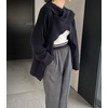 image:imagechouyatou Womens Open Front Ribbed Knit Asymmetrical Cardigans Slouchy Cape Cardigan Sweater with Attached ScarfBlack