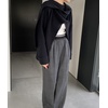 image:imagechouyatou Womens Open Front Ribbed Knit Asymmetrical Cardigans Slouchy Cape Cardigan Sweater with Attached ScarfBlack
