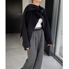 image:imagechouyatou Womens Open Front Ribbed Knit Asymmetrical Cardigans Slouchy Cape Cardigan Sweater with Attached ScarfBlack
