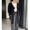 image:imagechouyatou Womens Open Front Ribbed Knit Asymmetrical Cardigans Slouchy Cape Cardigan Sweater with Attached ScarfBlack