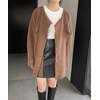 image:imagechouyatou Womens Open Front Ribbed Knit Asymmetrical Cardigans Slouchy Cape Cardigan Sweater with Attached ScarfBrown