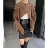 image:imagechouyatou Womens Open Front Ribbed Knit Asymmetrical Cardigans Slouchy Cape Cardigan Sweater with Attached ScarfBrown