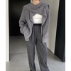 image:imagechouyatou Womens Open Front Ribbed Knit Asymmetrical Cardigans Slouchy Cape Cardigan Sweater with Attached ScarfGray
