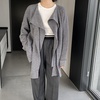 image:imagechouyatou Womens Open Front Ribbed Knit Asymmetrical Cardigans Slouchy Cape Cardigan Sweater with Attached ScarfGray