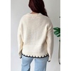 image:imagechouyatou Womens Oversized Cable Knit Sweater Crewneck Pullover Striped Sweater Jumper TopsBeige