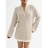 image:imagechouyatou Womens Shawl Lapel Business Casual Sweater Cardigan Double Breasted Knit Blazer Jacket CoatBeige