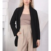 image:imagechouyatou Womens Shawl Lapel Business Casual Sweater Cardigan Double Breasted Knit Blazer Jacket CoatBlack