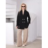 image:imagechouyatou Womens Shawl Lapel Business Casual Sweater Cardigan Double Breasted Knit Blazer Jacket CoatBlack