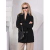 image:imagechouyatou Womens Shawl Lapel Business Casual Sweater Cardigan Double Breasted Knit Blazer Jacket CoatBlack