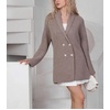image:imagechouyatou Womens Shawl Lapel Business Casual Sweater Cardigan Double Breasted Knit Blazer Jacket CoatCoffee
