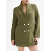 image:imagechouyatou Womens Shawl Lapel Business Casual Sweater Cardigan Double Breasted Knit Blazer Jacket CoatGreen