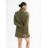 image:imagechouyatou Womens Shawl Lapel Business Casual Sweater Cardigan Double Breasted Knit Blazer Jacket CoatGreen