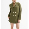 image:imagechouyatou Womens Shawl Lapel Business Casual Sweater Cardigan Double Breasted Knit Blazer Jacket CoatGreen