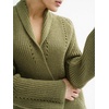 image:imagechouyatou Womens Shawl Lapel Business Casual Sweater Cardigan Double Breasted Knit Blazer Jacket CoatGreen