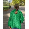 image:imagechouyatou Womens Vintage Lapel Plaid Cardigans Button Down Chunky Knit Cardigan Sweater Jacket Coat with PocketsGreen