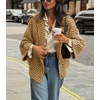 image:imagechouyatou Womens Vintage Lapel Plaid Cardigans Button Down Chunky Knit Cardigan Sweater Jacket Coat with PocketsKhaki