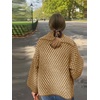 image:imagechouyatou Womens Vintage Lapel Plaid Cardigans Button Down Chunky Knit Cardigan Sweater Jacket Coat with PocketsKhaki