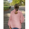image:imagechouyatou Womens Vintage Lapel Plaid Cardigans Button Down Chunky Knit Cardigan Sweater Jacket Coat with PocketsPink