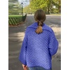 image:imagechouyatou Womens Vintage Lapel Plaid Cardigans Button Down Chunky Knit Cardigan Sweater Jacket Coat with PocketsRoyal Blue