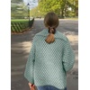 image:imagechouyatou Womens Vintage Lapel Plaid Cardigans Button Down Chunky Knit Cardigan Sweater Jacket Coat with PocketsSage Green