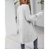 image:imagechouyatou Womens Winter Fuzzy Midi Long Cardigan Herringbone Striped Sweaters Open Front Trench Coat Outerwear JacketGray