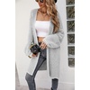 image:imagechouyatou Womens Winter Fuzzy Midi Long Cardigan Herringbone Striped Sweaters Open Front Trench Coat Outerwear JacketGray