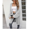 image:imagechouyatou Womens Winter Fuzzy Midi Long Cardigan Herringbone Striped Sweaters Open Front Trench Coat Outerwear JacketGray