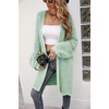 image:imagechouyatou Womens Winter Fuzzy Midi Long Cardigan Herringbone Striped Sweaters Open Front Trench Coat Outerwear JacketGreen
