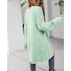 image:imagechouyatou Womens Winter Fuzzy Midi Long Cardigan Herringbone Striped Sweaters Open Front Trench Coat Outerwear JacketGreen