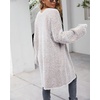 image:imagechouyatou Womens Winter Fuzzy Midi Long Cardigan Herringbone Striped Sweaters Open Front Trench Coat Outerwear JacketKhaki