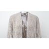 image:imagechouyatou Womens Winter Fuzzy Midi Long Cardigan Herringbone Striped Sweaters Open Front Trench Coat Outerwear JacketKhaki