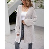 image:imagechouyatou Womens Winter Fuzzy Midi Long Cardigan Herringbone Striped Sweaters Open Front Trench Coat Outerwear JacketKhaki