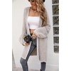 image:imagechouyatou Womens Winter Fuzzy Midi Long Cardigan Herringbone Striped Sweaters Open Front Trench Coat Outerwear JacketKhaki