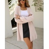 image:imagechouyatou Womens Winter Fuzzy Midi Long Cardigan Herringbone Striped Sweaters Open Front Trench Coat Outerwear JacketPink