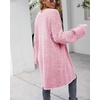 image:imagechouyatou Womens Winter Fuzzy Midi Long Cardigan Herringbone Striped Sweaters Open Front Trench Coat Outerwear JacketRed
