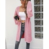 image:imagechouyatou Womens Winter Fuzzy Midi Long Cardigan Herringbone Striped Sweaters Open Front Trench Coat Outerwear JacketRed