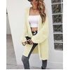 image:imagechouyatou Womens Winter Fuzzy Midi Long Cardigan Herringbone Striped Sweaters Open Front Trench Coat Outerwear JacketYellow