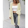 image:imagechouyatou Womens Winter Fuzzy Midi Long Cardigan Herringbone Striped Sweaters Open Front Trench Coat Outerwear JacketYellow