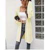 image:imagechouyatou Womens Winter Fuzzy Midi Long Cardigan Herringbone Striped Sweaters Open Front Trench Coat Outerwear JacketYellow
