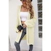 image:imagechouyatou Womens Winter Fuzzy Midi Long Cardigan Herringbone Striped Sweaters Open Front Trench Coat Outerwear JacketYellow