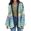image:imagechouyatou Womens 2025 Fall Wavy Colorful Striped Cardigan Open Front Chunky Knit Sweater Jacket with PocketsBlue