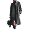 image:imagechouyatou Womens 2025 Fall Winter Faux Suede Trench Coat Single Breasted Business Casual Midi Long Pea Coat